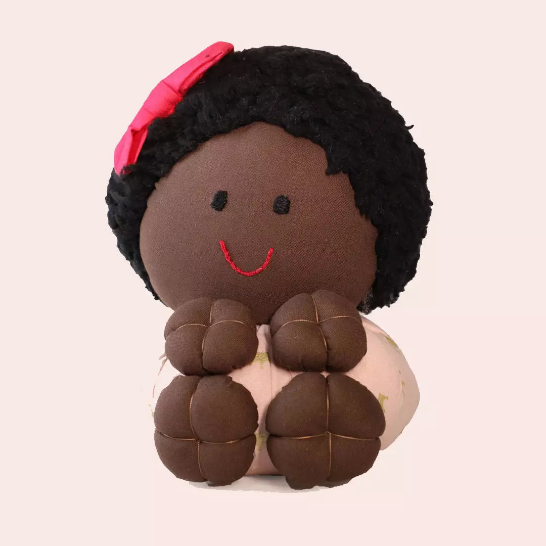 Decorative Doll with Bow - Skin Color 100% Cotton and Silicone Fiber