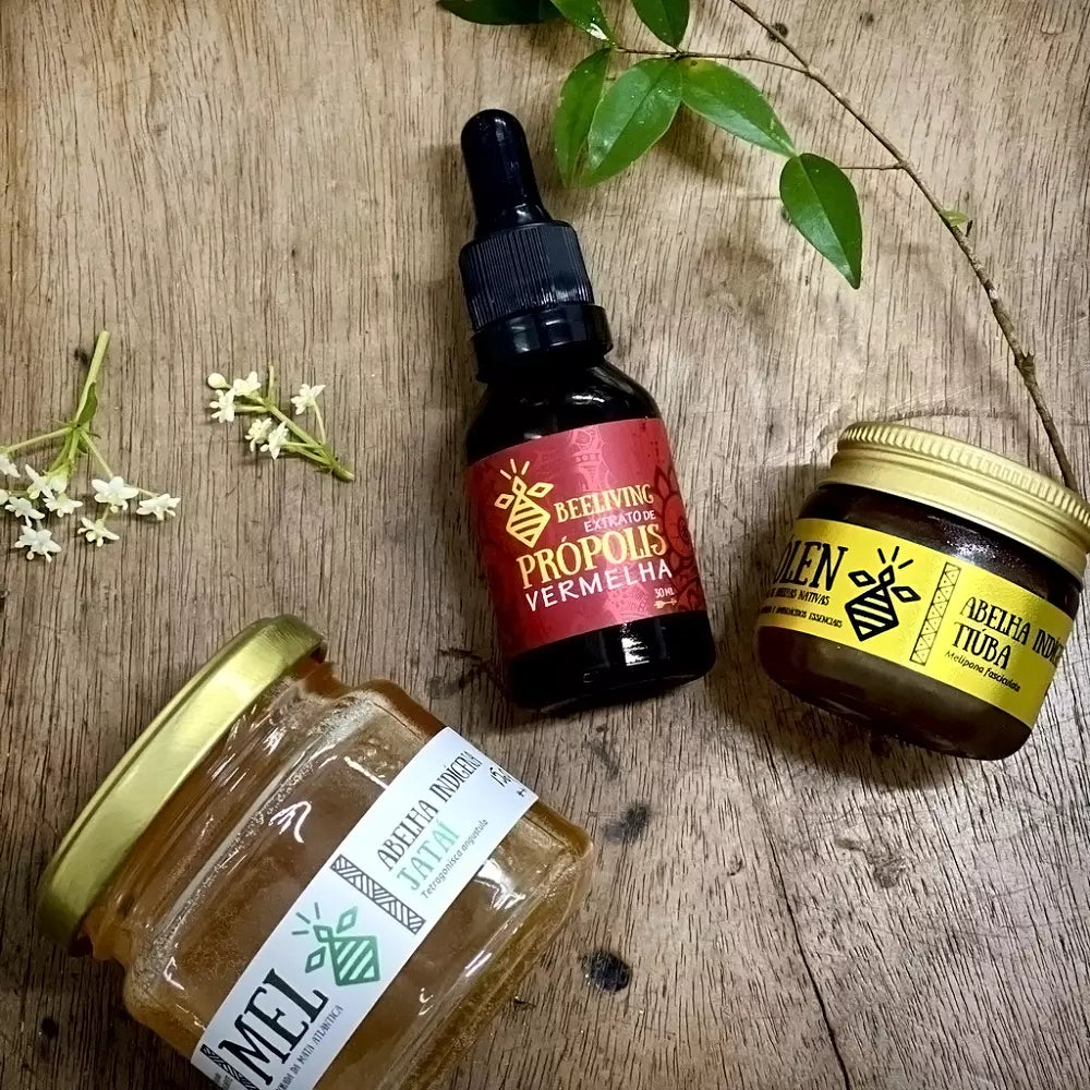 Fresh Pollen Immunity Kit, Jataí Honey and Beeliving Natural Red Propolis